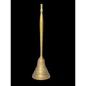 Vintage Etched 11.5" Solid Brass School Dinner Bell Gold Long Stemmed